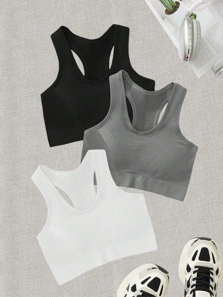 A & S Yoga Basic 3pcs Seamless High Stretch Racerback Sports Bra
