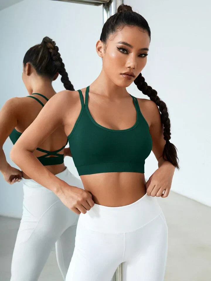 Light Support Criss Cross Backless Sports Bra