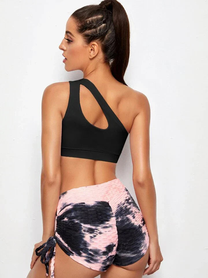 Medium Support One Shoulder Cut Out Sports Bra