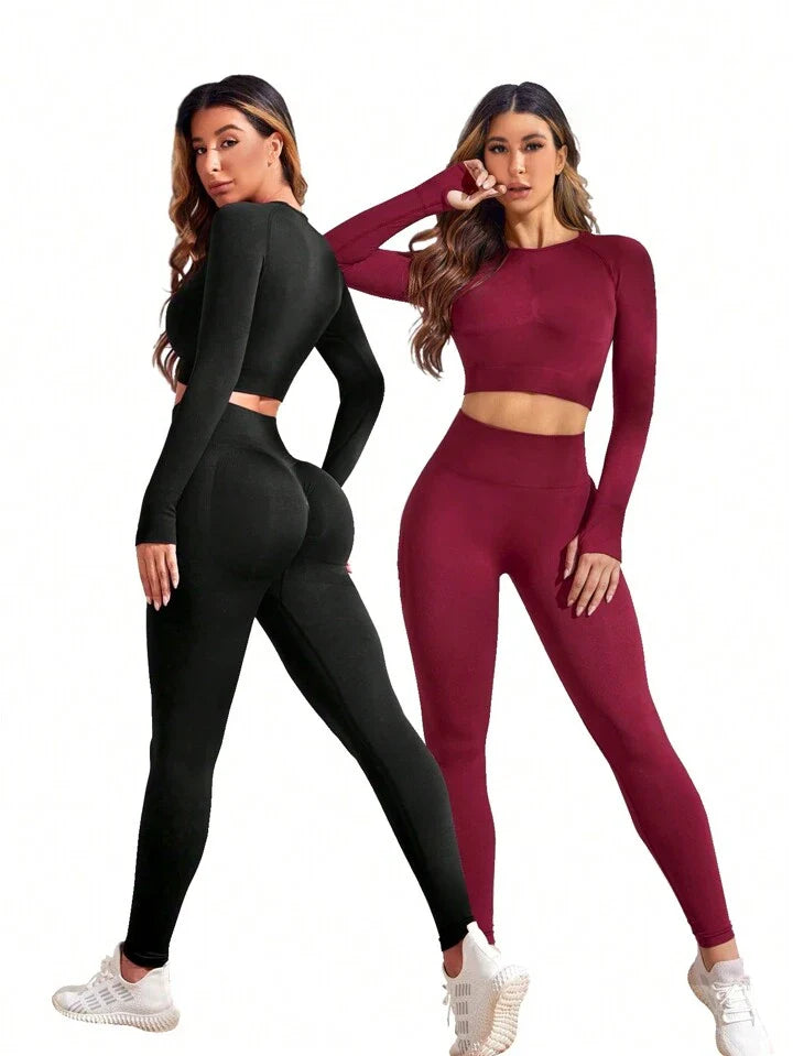 A & S Seamless Raglan Sleeve Yoga Sports Set