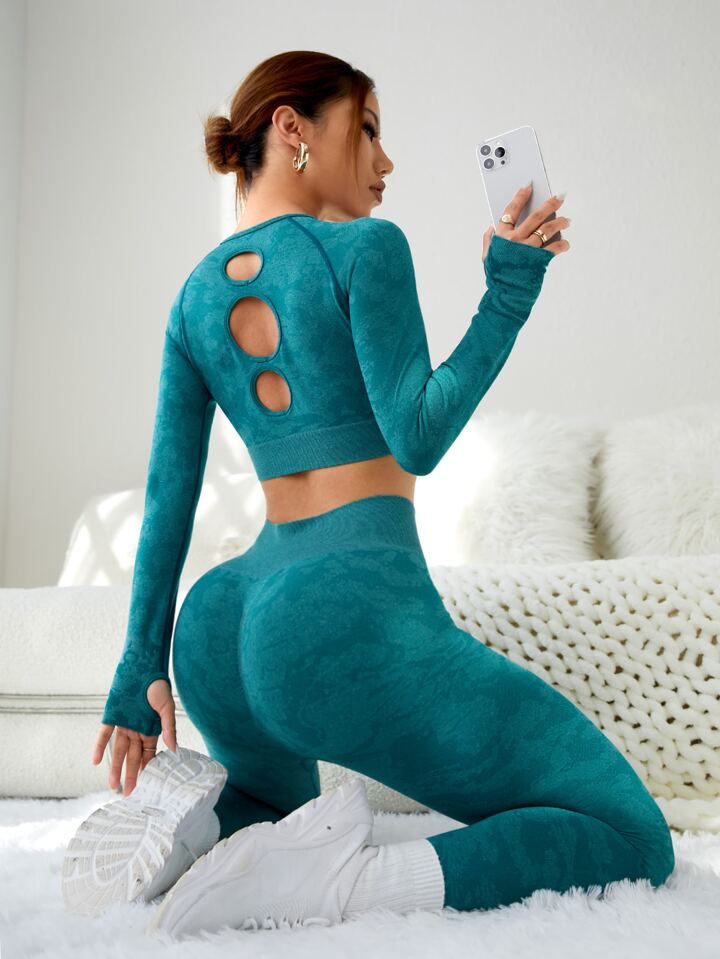 A & S Trendy Seamless Raglan Sleeve Sports Set
