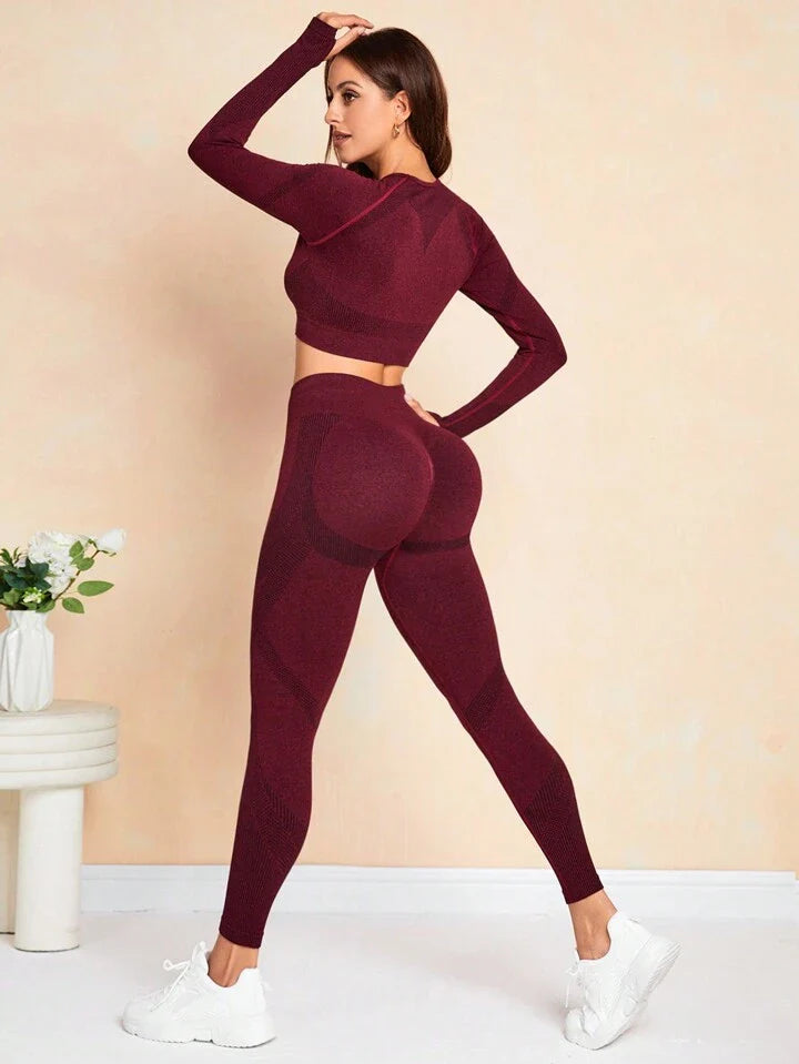 A & S Women'S Raglan Short Sleeved Cropped Top And Leggings Sports Set