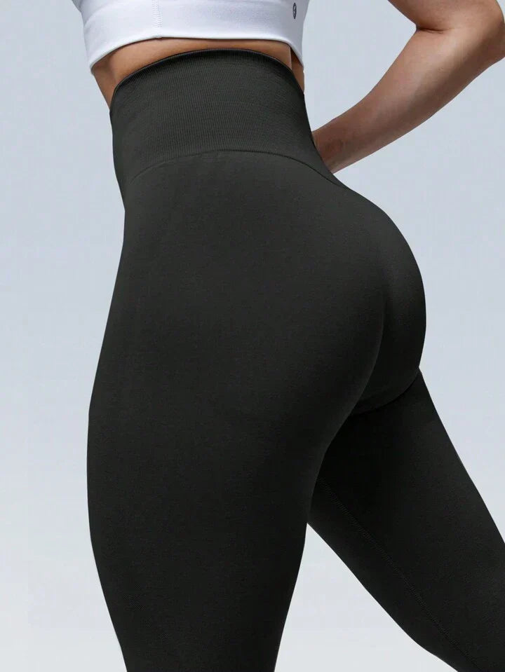 Solid Color High Waist Wrapped Sports Leggings
