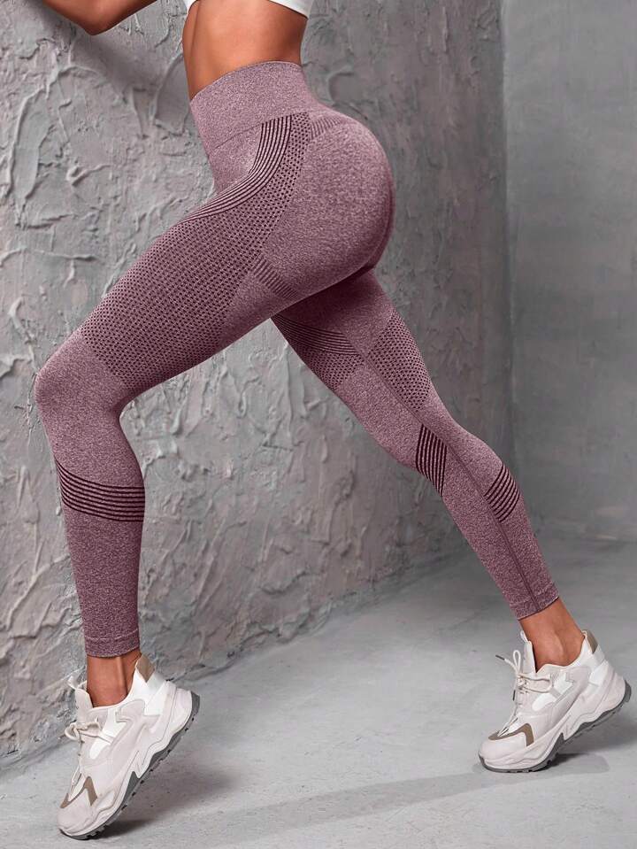 A & S Seamless High Stretch Tummy Control Sports Leggings With Wide Waistband
