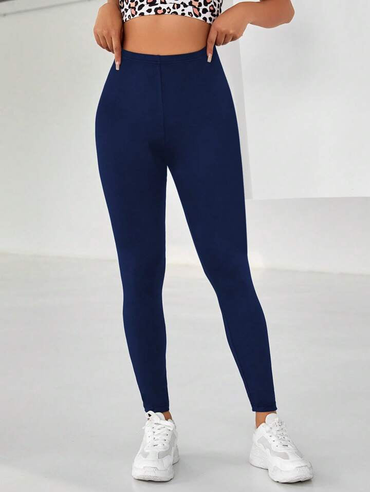A & S Solid Wideband Waist Sports Leggings