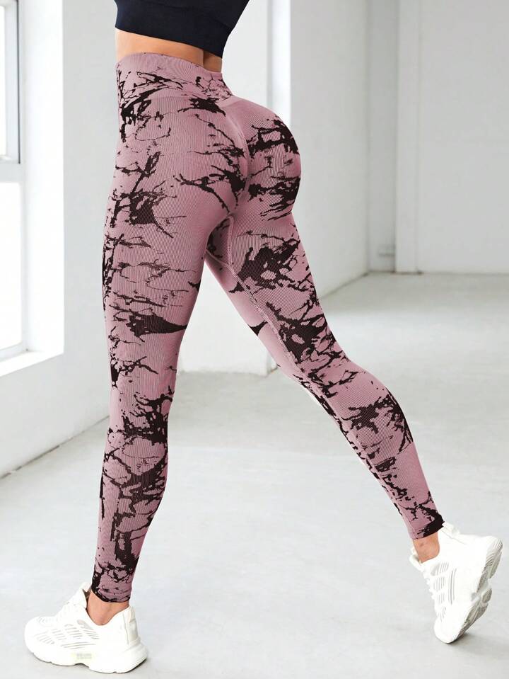 A & S Tie Dye Wideband Waist Sports Leggings