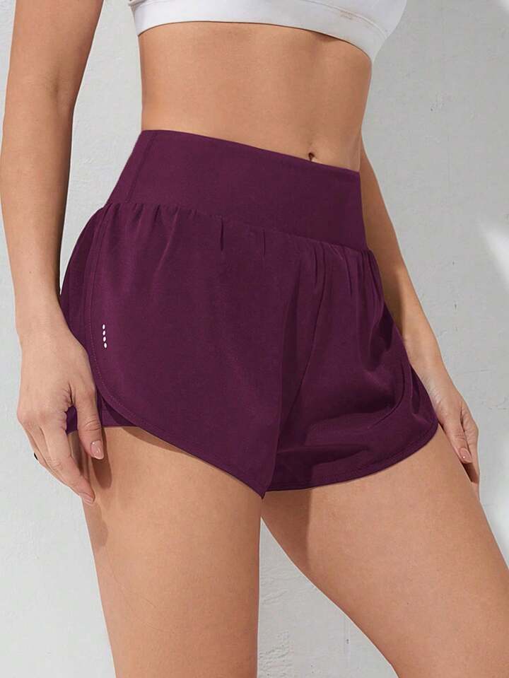 A & S Running Wideband Waist Dolphin Hem Sports Shorts