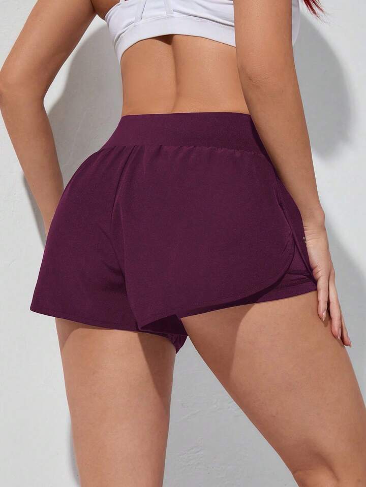 A & S Running Wideband Waist Dolphin Hem Sports Shorts