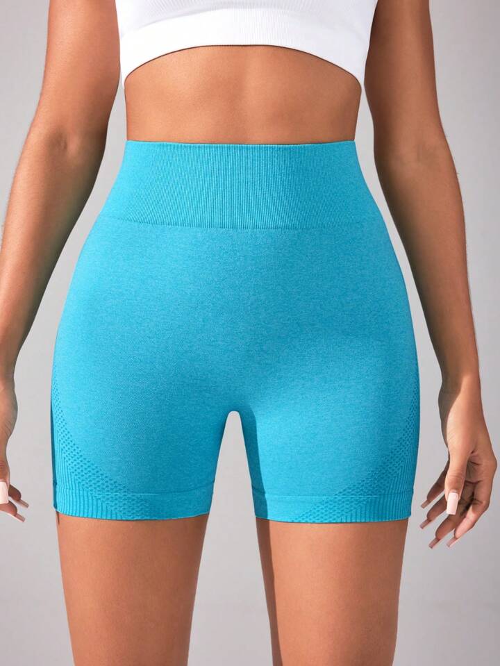 A & S Women's Seamless High Waist Solid Color Sports Shorts