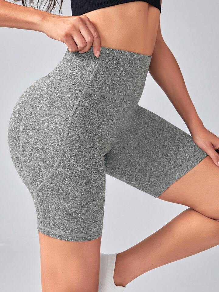 A & S Yoga Basic Women Solid Color Casual Sports Shorts With Pockets
