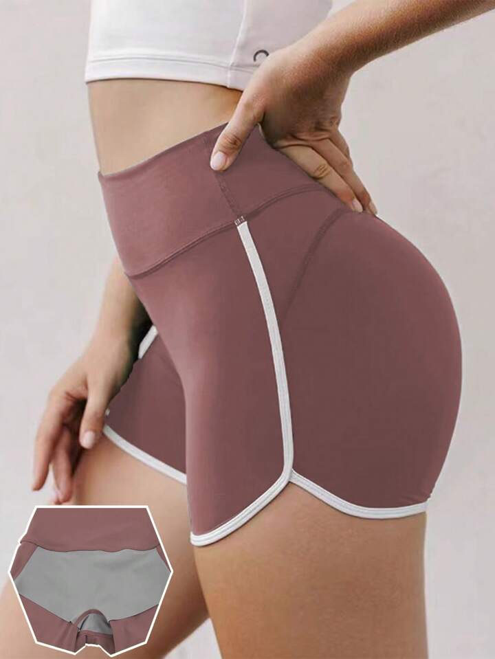 Sports Shorts High Waist With Built-In Briefs Yoga, Gym, & Cycling