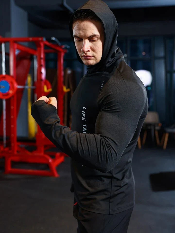 Men's Slogan Graphic Raglan Sleeve Sports Hoodie