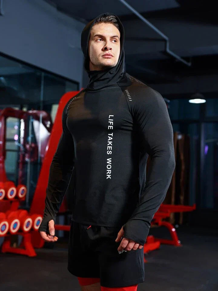 Men's Slogan Graphic Raglan Sleeve Sports Hoodie