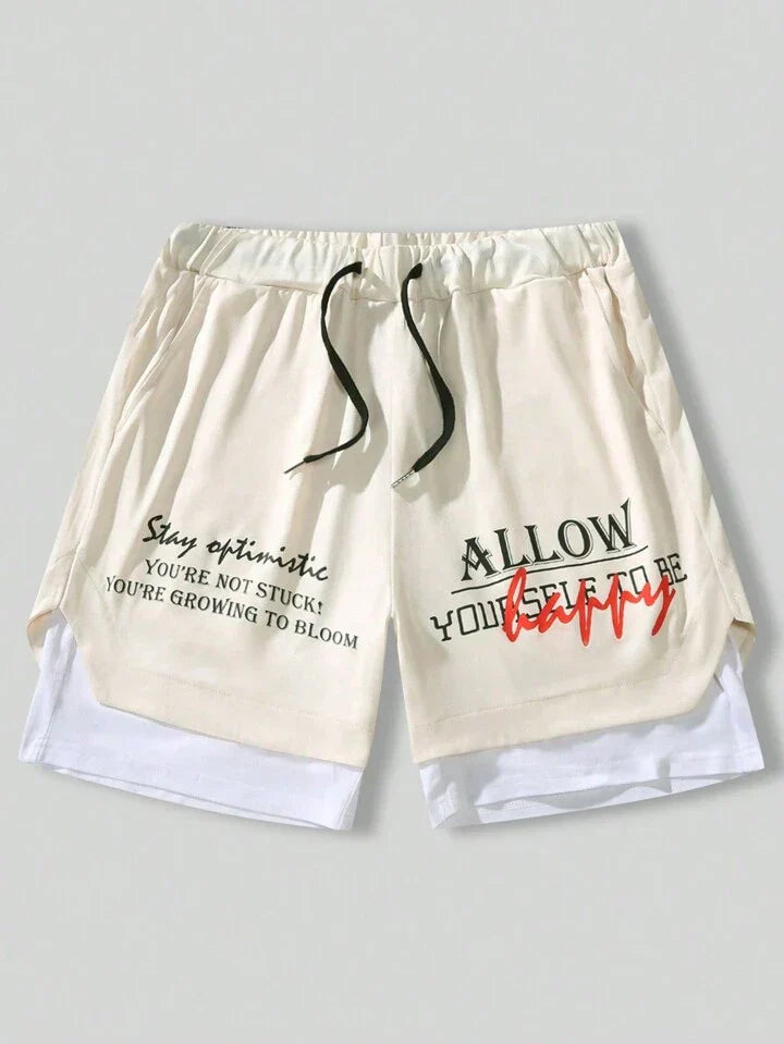 Hypemode Men's Letter Print Splicing Shorts