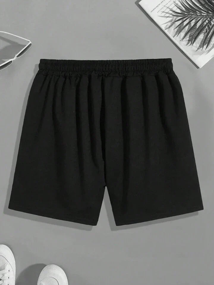 Homme Men Skull Print Drawstring Waist Shorts