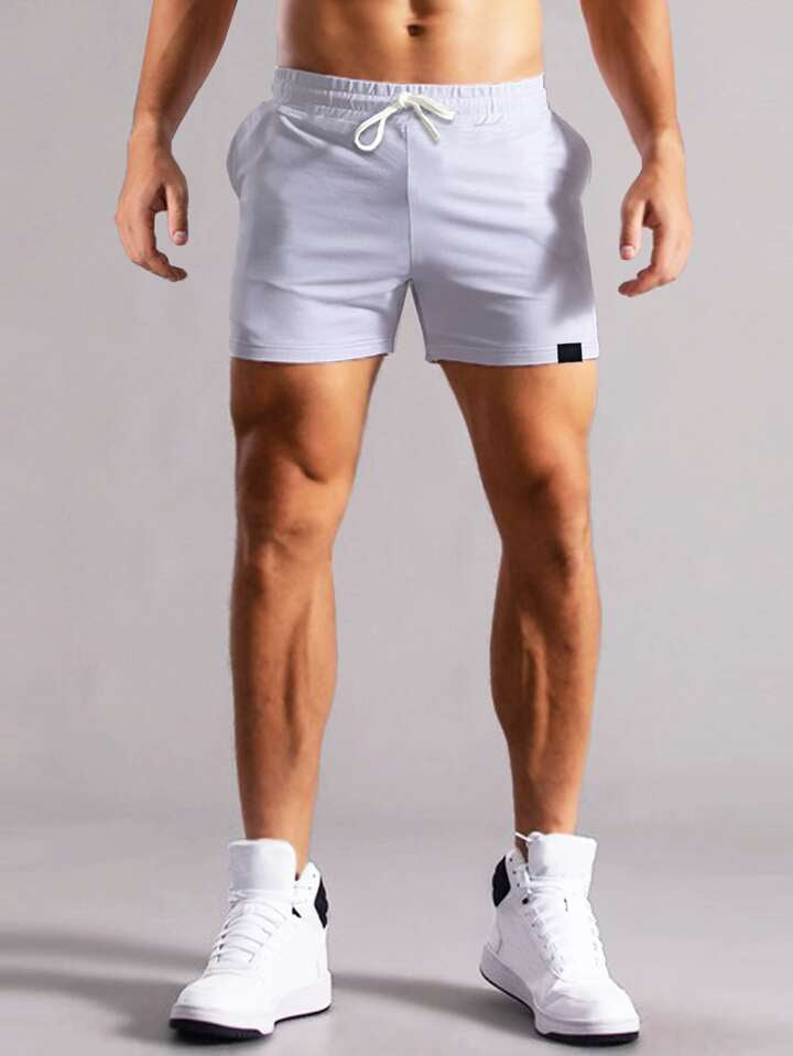 Homme Men Patch Detail Drawstring Waist Shorts