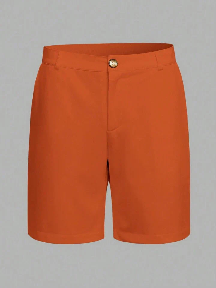 Homme Men Simple Solid Color Loose Fit Casual Shorts