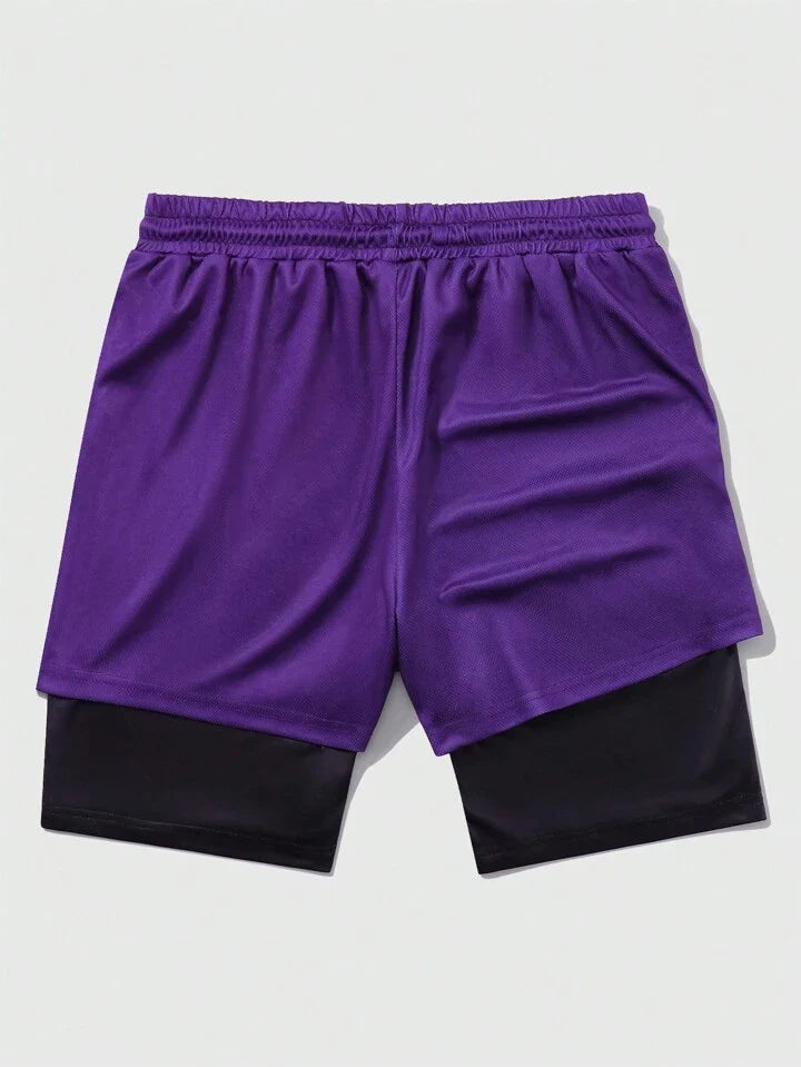 Street Life Men Gradient Letter Print Drawstring Waist Shorts