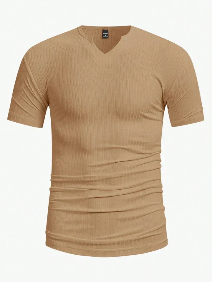 Homme Men'S Short-Sleeve V-Neck Slit T-Shirt