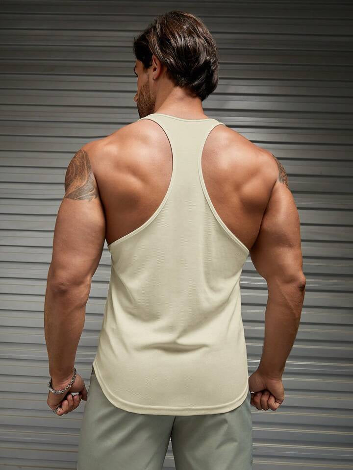 Homme Men's Knitted Letter Print Casual Tank Top