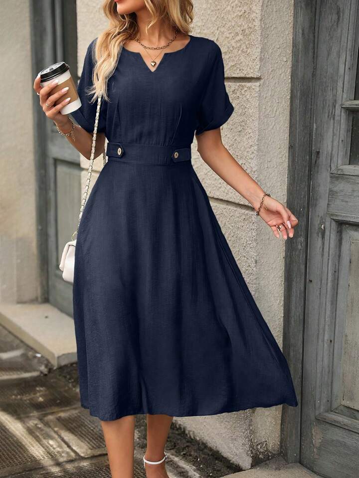A & S Neckline Batwing Sleeve Dress