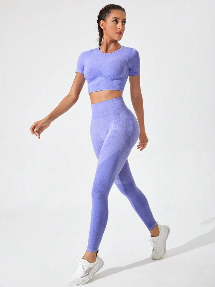 A & S Solid Sports Tee & Leggings Set