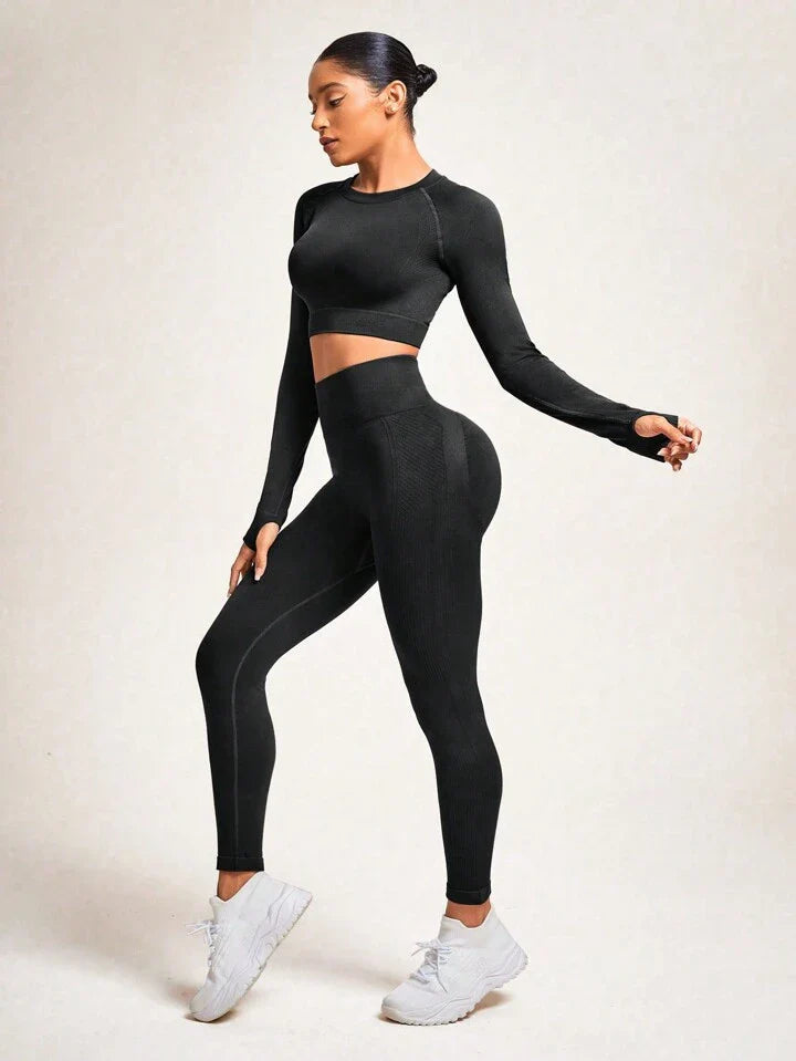 A & S Women's Solid Color Seamless High Stretch Sports Suit