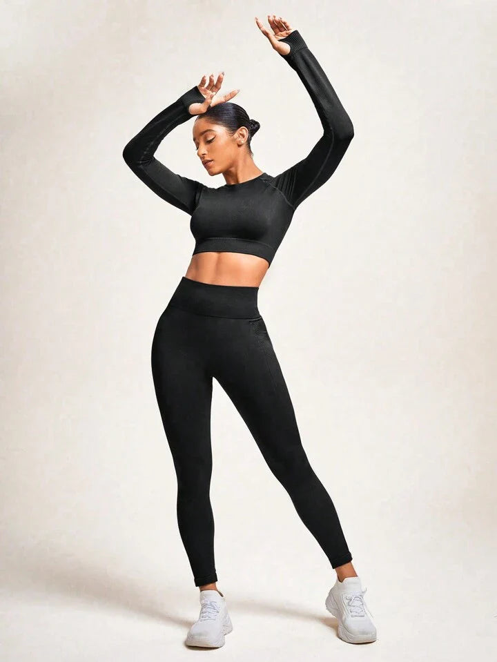 A & S Women's Solid Color Seamless High Stretch Sports Suit