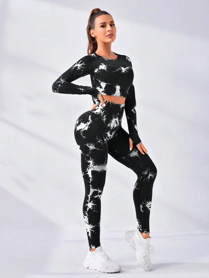 A & S Yoga Trendy Women's Yoga Tie Dye Workout Set