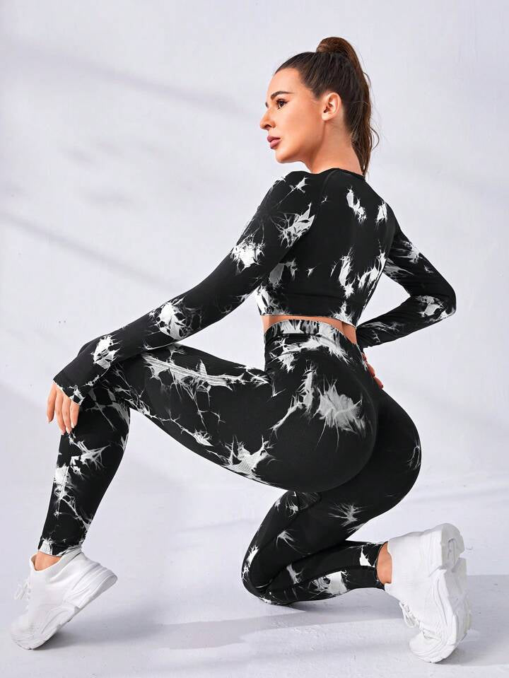A & S Yoga Trendy Women's Yoga Tie Dye Workout Set