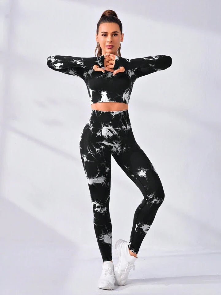 A & S Yoga Trendy Women's Yoga Tie Dye Workout Set