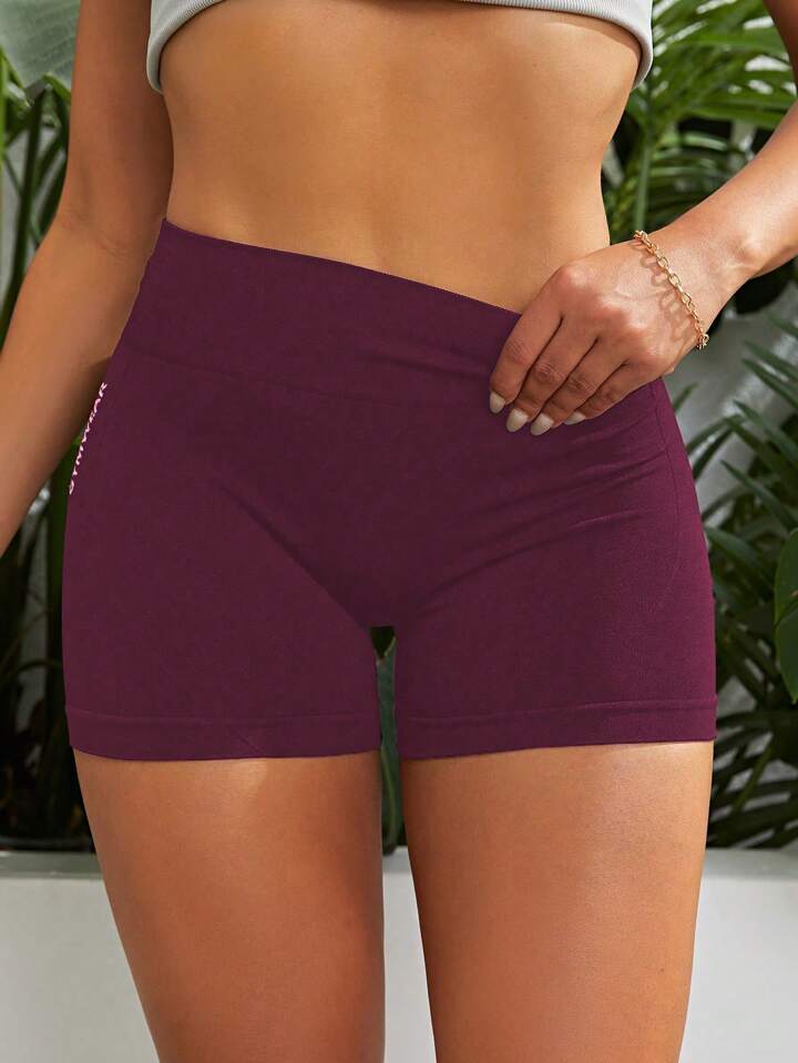 A & S Letter Graphic Wideband Waist Sports Shorts Legging Shorts
